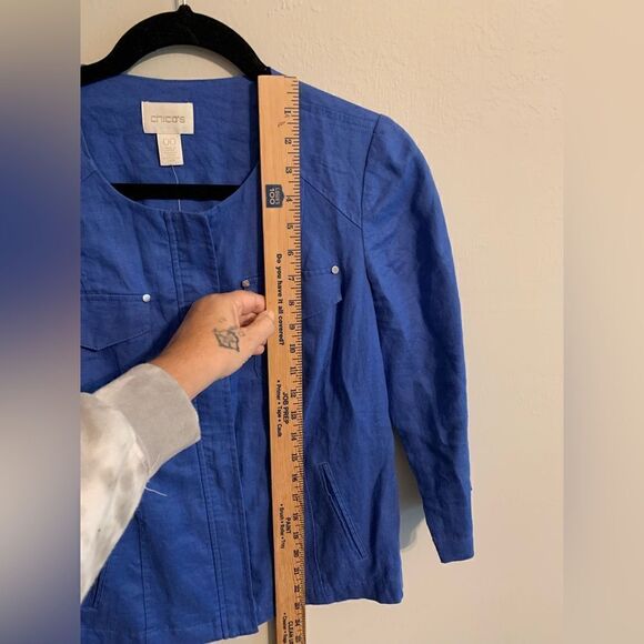 NWT Chicos Blue Linen Zippered Jacket size 00 - Picture 9 of 11